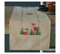 VERVACO Bordado Punto De Cruz Contado Camino De Mesa Kit Completo CIERVO Decoracion Para Manualidades Principiantes Completo DIY Adultos Set Creativo Regalo ca. 29 x 102 cm