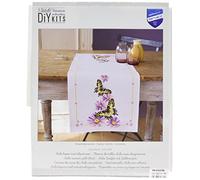 Vervaco Bordado Punto De Cruz Contado Camino De Mesa Kit Completo Mariposas Decoracion para Manualidades Principiantes Completo DIY Adultos Set Creativo Regalo ca. 32 x 84 cm
