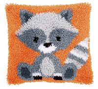 Vervaco Cojín de Gancho de pestillo: Mapache, Algodón de poliéster, écru, 40 x 25 x 20 cm