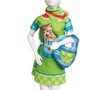 Vervaco Dress Your Doll Kit Costura Vestidos Muñecas Gatito Twiggy Kit De Diseño De Moda para Niñas Telas Bonitas para Manualidadesca. 30 x 39 cm Costura para Principiantes Fashion Design Set