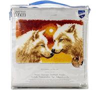 VERVACO Gancho De Pestillo Alfombras De Habitacion 2 Lobos DIY Manualidades Adultos Set Creativo Regalo Bordado Kit Principiantes ca. 69 x 43 cm Latch Hook Embroidery, Algodón, Multicolor