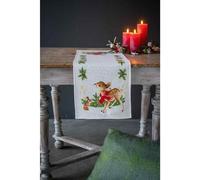 Vervaco Bordado Punto De Cruz Contado Camino De Mesa Kit Completo PEQUEÑO CIERVO CON UN CONEJO Decoracion Para Manualidades Principiantes Completo DIY Adultos Set Creativo Regalo ca. 32 x 84 cm