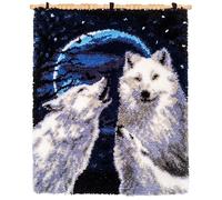 VERVACO Kit Alfombra Gancho De Pestillo Alfombras De Habitacion AULLIDO DE LOBOS DIY Manualidades Adultos Set Creativo Regalo Bordado Kit Principiantes ca. 66 x 83 cm Latch Hook Embroidery