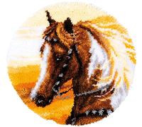 Vervaco Kit Alfombra Gancho De Pestillo Alfombras De Habitacion CABALLO OCCIDENTAL DIY Manualidades Adultos Set Creativo Regalo Bordado Kit Principiantes ca. 55 x 55 cm Latch Hook Embroidery