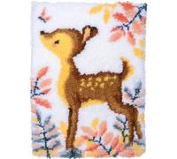 VERVACO Kit Alfombra Gancho De Pestillo Alfombras De Habitacion CIERVO DIY Manualidades Adultos Set Creativo Regalo Bordado Kit Principiantes ca. 47 x 69 cm Latch Hook Embroidery