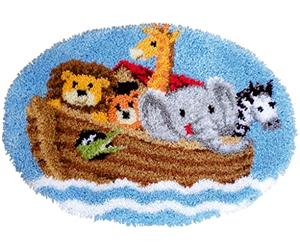 VERVACO Kit Alfombra Gancho De Pestillo Alfombras De Habitacion EL Arca DE NOÉ DIY Manualidades Adultos Set Creativo Regalo Bordado Kit Principiantes ca. 69 x 55 cm Latch Hook Embroidery
