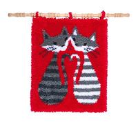 VERVACO Kit Alfombra Gancho De Pestillo Alfombras De Habitacion GATOS RAYADOS DIY Manualidades Adultos Set Creativo Regalo Bordado Kit Principiantes ca. 43 x 54 cm Latch Hook Embroidery