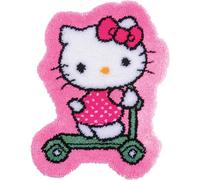 VERVACO Kit Alfombra Gancho De Pestillo Alfombras De Habitacion HELLO KITTY DIY Manualidades Adultos Set Creativo Regalo Bordado Kit Principiantes ca. 55 x 75 cm Latch Hook Embroidery