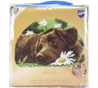 VERVACO Gancho De Pestillo Alfombras De Habitacion Labrador MARRÓN DIY Manualidades Adultos Set Creativo Regalo Bordado Kit Principiantes ca. 69 x 46 cm Latch Hook Embroidery, Acrílico, Multicolor