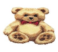 VERVACO Kit Alfombra Gancho De Pestillo Alfombras De Habitacion Osito MARRÓN DIY Manualidades Adultos Set Creativo Regalo Bordado Kit Principiantes ca. 45 x 60 cm Latch Hook Embroidery