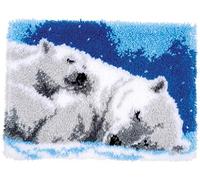 Vervaco Kit Alfombra Gancho De Pestillo Alfombras De Habitacion OSO POLAR DIY Manualidades Adultos Set Creativo Regalo Bordado Kit Principiantes ca. 53 x 39 cm Latch Hook Embroidery