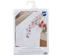 Vervaco Kit Camino De Mesa Completo Bordado Tela Impresa FANTASÍA EN Rosa Y Malva Decoracion para Manualidades DIY Adultos Set Creativo Regalo ca. 38 x 142 cm Embroidery, Multicolor