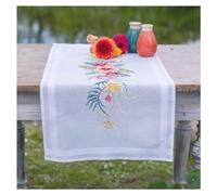 Vervaco Kit Bordado Camino De Mesa Set Completo Bordado Tela Impresa Flores Tropicales Decoracion para Manualidades DIY Adultos Set Creativo Regalo ca. 40 x 100 cm Embroidery