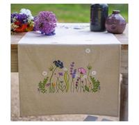 VERVACO Kit Bordado Camino De Mesa Set Completo Bordado Tela Impresa JARDÍN PÚRPURA Decoracion Para Manualidades DIY Adultos Set Creativo Regalo ca. 40 x 100 cm Embroidery