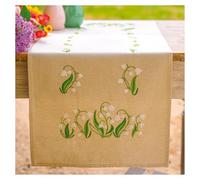 VERVACO Kit Bordado Camino De Mesa Set Completo Bordado Tela Impresa LIRIO DEL VALLE Decoracion Para Manualidades DIY Adultos Set Creativo Regalo 35 x 95 cm Embroidery