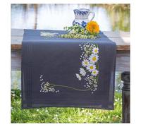 VERVACO Kit Bordado Camino De Mesa Set Completo Bordado Tela Impresa MARGARITAS Decoracion Para Manualidades DIY Adultos Set Creativo Regalo ca. 40 x 100 cm Embroidery