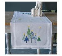 Vervaco Kit Bordado Camino De Mesa Set Completo Bordado Tela Impresa PINOS MODERNOS Decoracion Para Manualidades DIY Adultos Set Creativo Regalo ca. 40 x 100 cm Embroidery