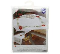 Vervaco Kit Camino De Mesa Completo Bordado Tela Impresa Poinsettias Decoracion para Manualidades DIY Adultos Set Creativo Regalo ca. 40 x 100 cm Embroidery, Multicolor