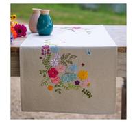 VERVACO Kit Bordado Camino De Mesa Set Completo Bordado Tela Impresa PRIMAVERA ALEGRE Decoracion Para Manualidades DIY Adultos Set Creativo Regalo ca. 35 x 95 cm Embroidery