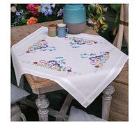 Vervaco Kit Bordado Mantel Set Completo Bordado Tela Impresa AJOS EN Azul Y Violeta Decoracion para Manualidades Principiantes Completo DIY Adultos Set Creativo Regalo ca. 80 x 80 cm Embroidery