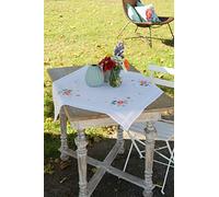 Vervaco Kit Bordado Mantel Set Completo Bordado Tela Impresa FLORES DE PRIMAVERA Y MARIPOSAS Decoracion Para Manualidades Principiantes Completo DIY Adultos Set Creativo Regalo ca. 80 x 80 cm