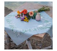 VERVACO Kit Bordado Mantel Set Completo Bordado Tela Impresa FLORES EN TONOS PASTEL Decoracion Para Manualidades Principiantes Completo DIY Adultos Set Creativo Regalo 72 x 72 cm Embroidery