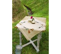 Vervaco Kit Bordado Mantel Set Completo Bordado Tela Impresa Gatos TRAVIESOS Decoracion para Manualidades Principiantes Completo DIY Adultos Set Creativo Regalo ca. 80 x 80 cm Embroidery