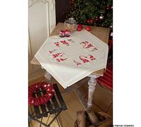 Vervaco Kit Bordado Mantel Set Completo Bordado Tela Impresa GNOMOS DE Navidad Decoracion para Manualidades Principiantes Completo DIY Adultos Set Creativo Regalo ca. 80 x 80 cm Embroidery