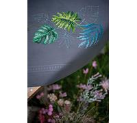 Vervaco Kit Bordado Mantel Set Completo Bordado Tela Impresa HOJAS BOTÁNICAS Decoracion Para Manualidades Principiantes Completo DIY Adultos Set Creativo Regalo ca. 80 x 80 cm Embroidery