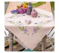 VERVACO Kit Bordado Mantel Set Completo Bordado Tela Impresa JARDÍN MORADO Decoracion Para Manualidades DIY Adultos Set Creativo Regalo ca. 77 x 77 cm Embroidery