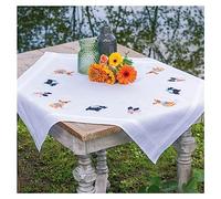 VERVACO Kit Bordado Mantel Set Completo Bordado Tela Impresa PERROS Decoracion Para Manualidades Principiantes Completo DIY Adultos Set Creativo Regalo ca. 80 x 80 cm Embroidery