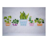 Vervaco Kit Bordado Mantel Set Completo Bordado Tela Impresa Plantas DE Interior Decoracion para Manualidades Principiantes Completo DIY Adultos Set Creativo Regalo ca. 80 x 80 cm Embroidery
