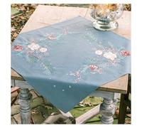 Vervaco Kit Bordado Mantel Set Completo Bordado Tela Impresa rosas navideñas Decoracion Para Manualidades Principiantes Completo DIY Adultos Set Creativo Regalo ca. 72 x 72 cm Embroidery