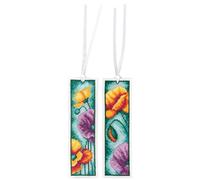 Vervaco Kit Bordado Punto De Cruz Contado Marcapáginas Manualidades juego de 2 AMAPOLAS Set Completo De Bordado Para Principiantes Regalo Para Amante De Libros ca. 6 x 20 cm Cross Stitch