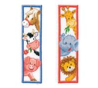 VERVACO Kit Bordado Punto De Cruz Contado Marcapáginas Manualidades juego de 2 ANIMALES Set Completo De Bordado Para Principiantes Regalo Para Amante De Libros ca. 6 x 20 cm Cross Stitch