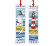 VERVACO Kit Bordado Punto De Cruz Contado Marcapáginas Manualidades juego de 2 FAROS Set Completo De Bordado Para Principiantes Regalo Para Amante De Libros ca. 6 x 20 cm Cross Stitch