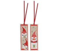 Vervaco Kit Bordado Punto De Cruz Contado Marcapáginas Manualidades juego de 2 GNOMOS DE NAVIDAD Set Completo De Bordado Para Principiantes Regalo Para Amante De Libros ca. 6 x 20 cm Cross Stitch