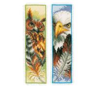 Vervaco Kit Bordado Punto De Cruz Contado Marcapáginas Manualidades juego de 2 LECHUZA Y ÁGUILA Set Completo De Bordado Para Principiantes Regalo Para Amante De Libros ca. 6 x 20 cm Cross Stitch