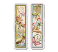 VERVACO Kit Bordado Punto De Cruz Contado Marcapáginas Manualidades Juego de 2 Mariposas Deco Set Completo De Bordado para Principiantes Regalo para Amante De Libros ca. 6 x 20 cm Cross Stitch