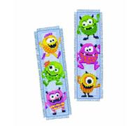 VERVACO Kit Bordado Punto De Cruz Contado Marcapáginas Manualidades Juego de 2 Monstruos PEQUEÑOS Set Completo De Bordado para Principiantes Regalo para Amante De Libros ca. 6 x 20 cm Cross Stitch