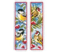 VERVACO Kit Bordado Punto De Cruz Contado Marcapáginas Manualidades Juego de 2 PÁJAROS EN Invierno Set Completo De Bordado para Principiantes Regalo para Amante De Libros ca. 6 x 20 cm Cross Stitch