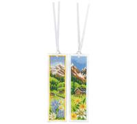 VERVACO Kit Bordado Punto De Cruz Contado Marcapáginas Manualidades juego de 2 PRADERA ALPINA Set Completo De Bordado Para Principiantes Regalo Para Amante De Libros ca. 6 x 20 cm Cross Stitch