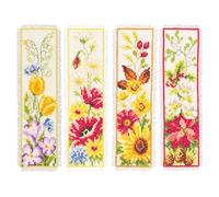 VERVACO Kit Bordado Punto De Cruz Contado Marcapáginas Manualidades juego de 4 4 ESTACIONES Set Completo De Bordado Para Principiantes Regalo Para Amante De Libros ca. 6 x 20 cm Cross Stitch