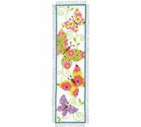 VERVACO Kit Bordado Punto De Cruz Contado Marcapáginas Manualidades Mariposas VOLADORAS I Set Completo De Bordado para Principiantes Regalo para Amante De Libros ca. 6 x 20 cm Cross Stitch