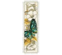 VERVACO Kit Bordado Punto De Cruz Contado Marcapáginas Manualidades Mariposas Y Flores V Set Completo De Bordado para Principiantes Regalo para Amante De Libros ca. 6 x 20 cm Cross Stitch