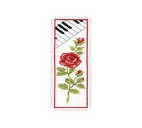 Vervaco Kit Bordado Punto De Cruz Contado Marcapáginas Manualidades Rosa con Teclado DE Piano Set Completo De Bordado para Principiantes Regalo para Amante De Libros ca. 6 x 20 cm Cross Stitch
