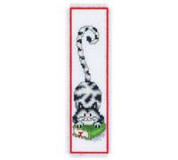 VERVACO Kit Punto De Cruz Contado Marcapáginas Manualidades UN Gato Set Completo De Bordado para Principiantes Regalo para Amante De Libros ca. 6 x 20 cm Cross Stitch, Fabric, Multicolor
