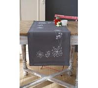 VERVACO Kit Camino De Mesa Completo Bordado Tela Impresa Flores Blancas Decoracion para Manualidades DIY Adultos Set Creativo Regalo ca. 40 x 100 cm Embroidery Corredor, Cotton, Multicolor