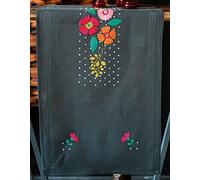 Vervaco Kit Camino De Mesa Completo Bordado Tela Impresa Flores Multicolores Decoracion para Manualidades DIY Adultos Set Creativo Regalo ca. 40 x 100 cm Embroidery, Algodón