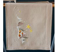 VERVACO Kit Camino De Mesa Completo Bordado Tela Impresa Paisaje Invernal con Estrella Decoracion para Manualidades DIY Adultos Set Creativo Regalo ca. 40 x 100 cm Embroidery Nappe, Cotton, Multicolor